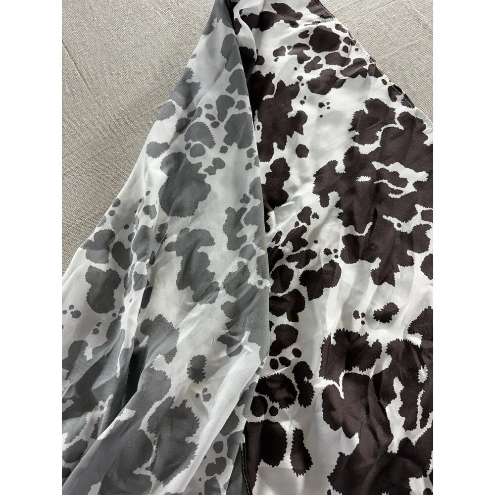 Sincerely Jules Cow Print Silk-Feel Satin Square Head Scarf Bandana